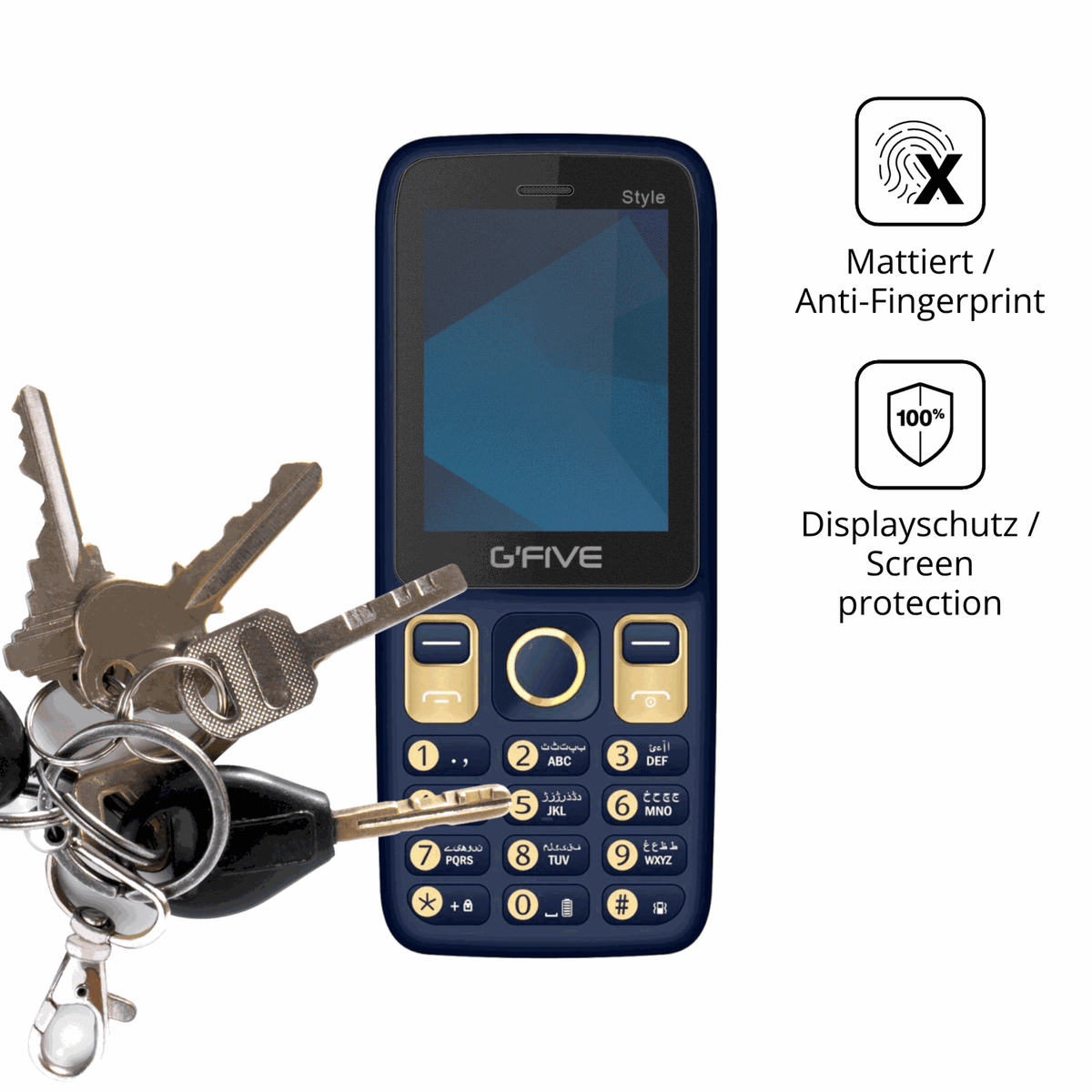dipos Displayschutz für GFive Style New, mattierte Oberfläche, Blickschutzfilter und perfekter Passform