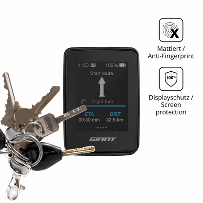 dipos Displayschutz für Giant RideDash Evo 2, mattierte Oberfläche, Blickschutzfilter und perfekter Passform
