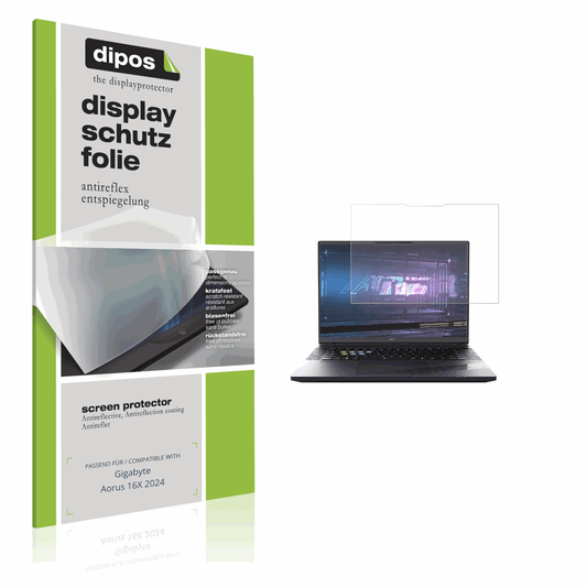 Matte Displayschutzfolie von dipos passend für Gigabyte Aorus 16X 2024, präziser Zuschnitt und blasenfrei montiert