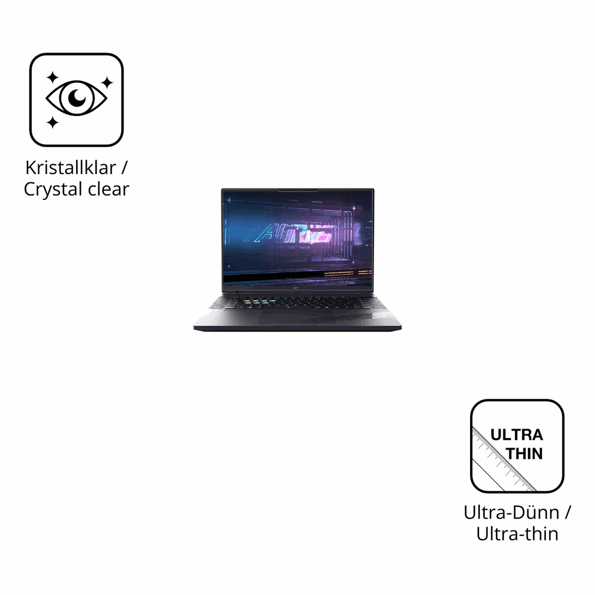 Dünne und klare Folie passend zugeschnitten für Gigabyte Aorus 16X 2024