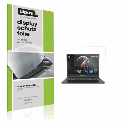 Matte Displayschutzfolie von dipos passend für Gigabyte G6 2023, präziser Zuschnitt und blasenfrei montiert