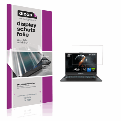 Klare Displayschutzfolie von dipos passend für Gigabyte G6 2023, präziser Zuschnitt und blasenfrei montiert