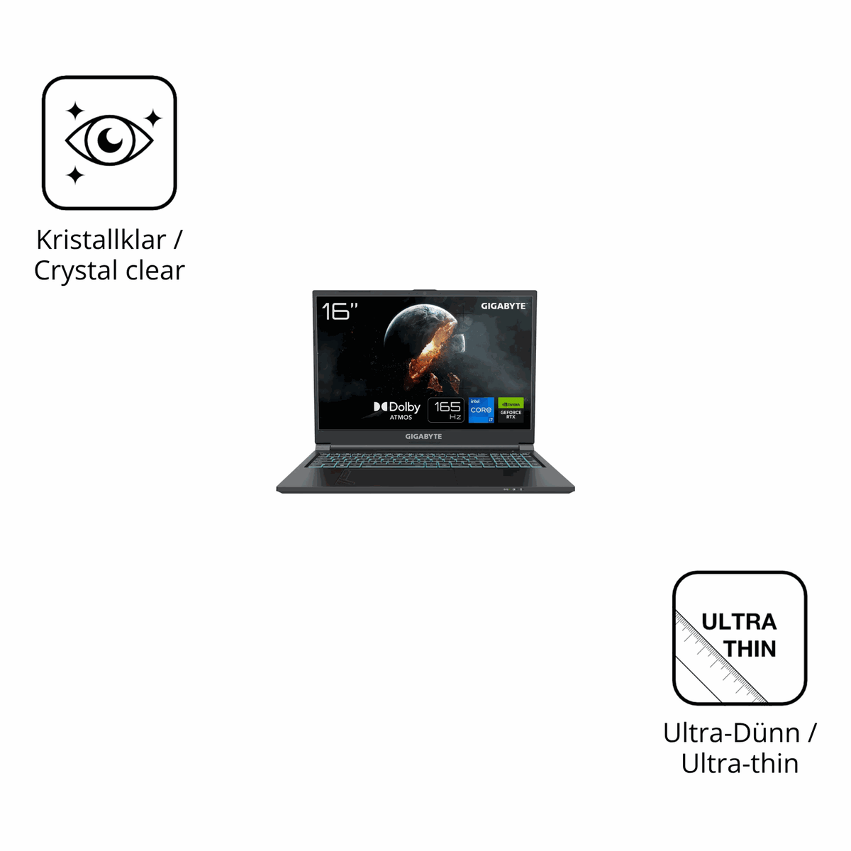 Dünne und klare Folie passend zugeschnitten für Gigabyte G6 2023