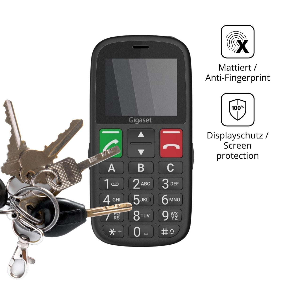 dipos Displayschutz für Gigaset GL30, mattierte Oberfläche, Blickschutzfilter und perfekter Passform