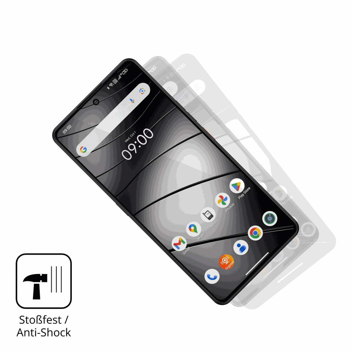 Schutz gegen Kratzer auf dem Gigaset GS6 Pro Glas durch Schlüssel, Stöße gegen die Tischkante oder Stürze