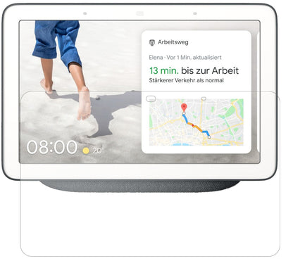GoogleNest Max mit aufgebrachter dipos Panzerfolie, die lästige Fingerabdrücke minimiert