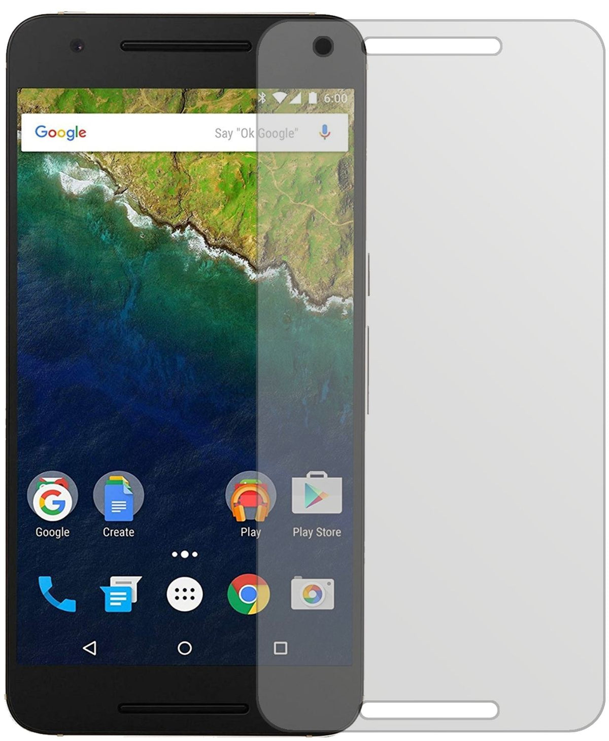 GoogleNexus 6P mit aufgebrachter dipos Displayschutzfolie, die lästige Fingerabdrücke minimiert