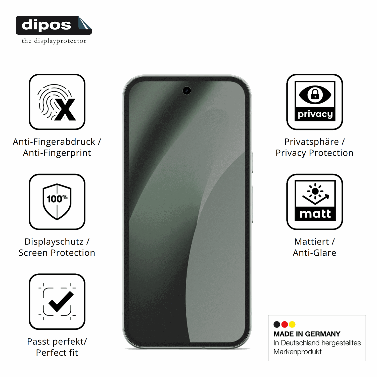 Privatsphäre-Schutz durch Sichtschutz-Folie passend zugeschnitten für Google Pixel 10a