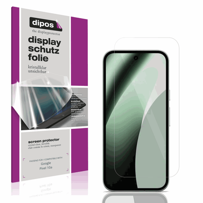 Klare Displayschutzfolie von dipos passend für Google Pixel 10a, präziser Zuschnitt und blasenfrei montiert