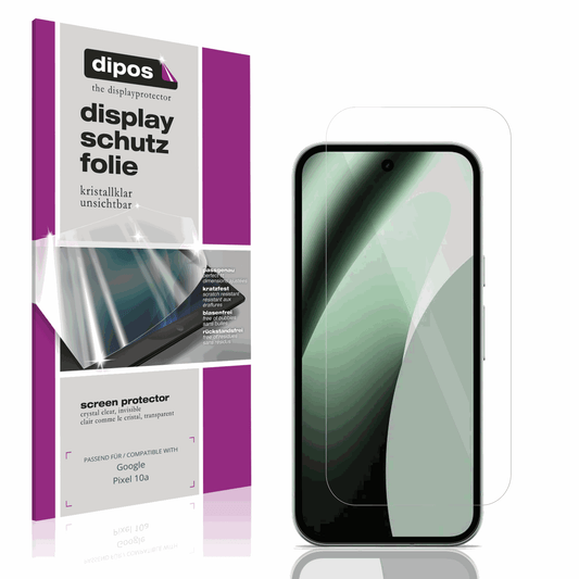 Klare Displayschutzfolie von dipos passend für Google Pixel 10a, präziser Zuschnitt und blasenfrei montiert