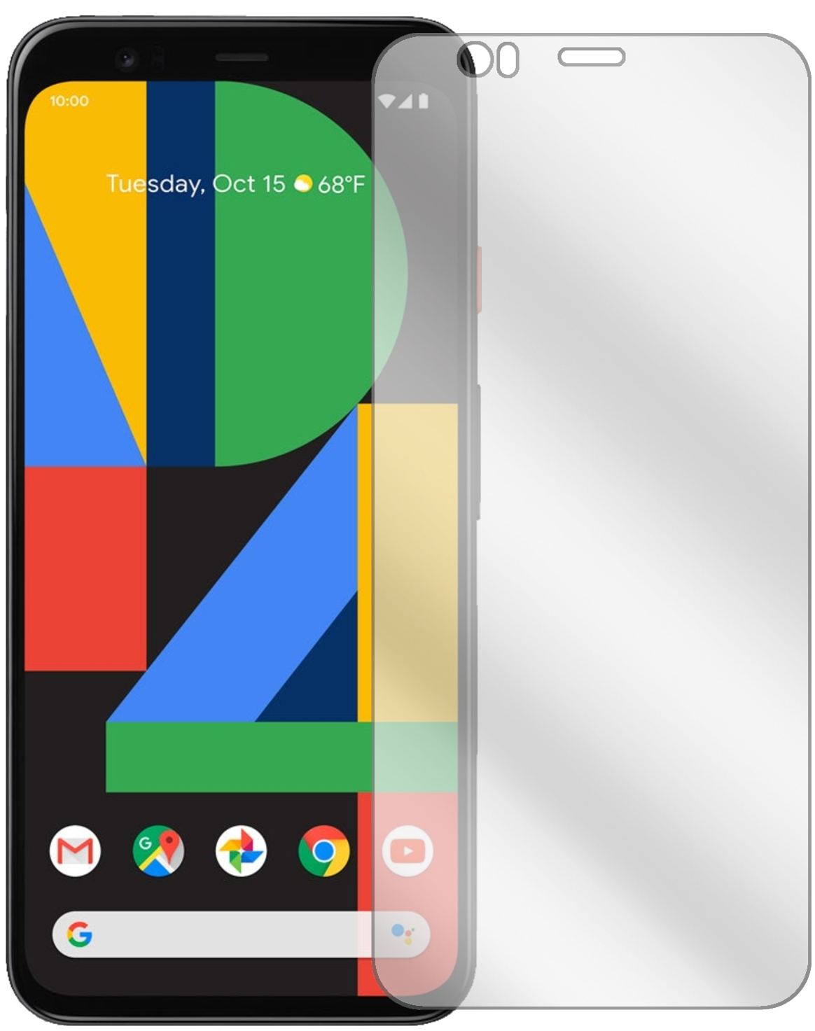 GooglePixel 4 XL mit aufgebrachter dipos Displayschutzfolie, glasklare Darstellung ohne Einschränkungen