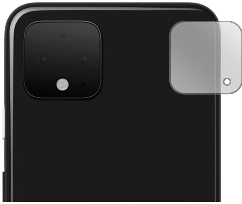 GooglePixel 4 XL Kameralinse mit aufgebrachter dipos Displayschutzfolie, glasklare Darstellung ohne Einschränkungen