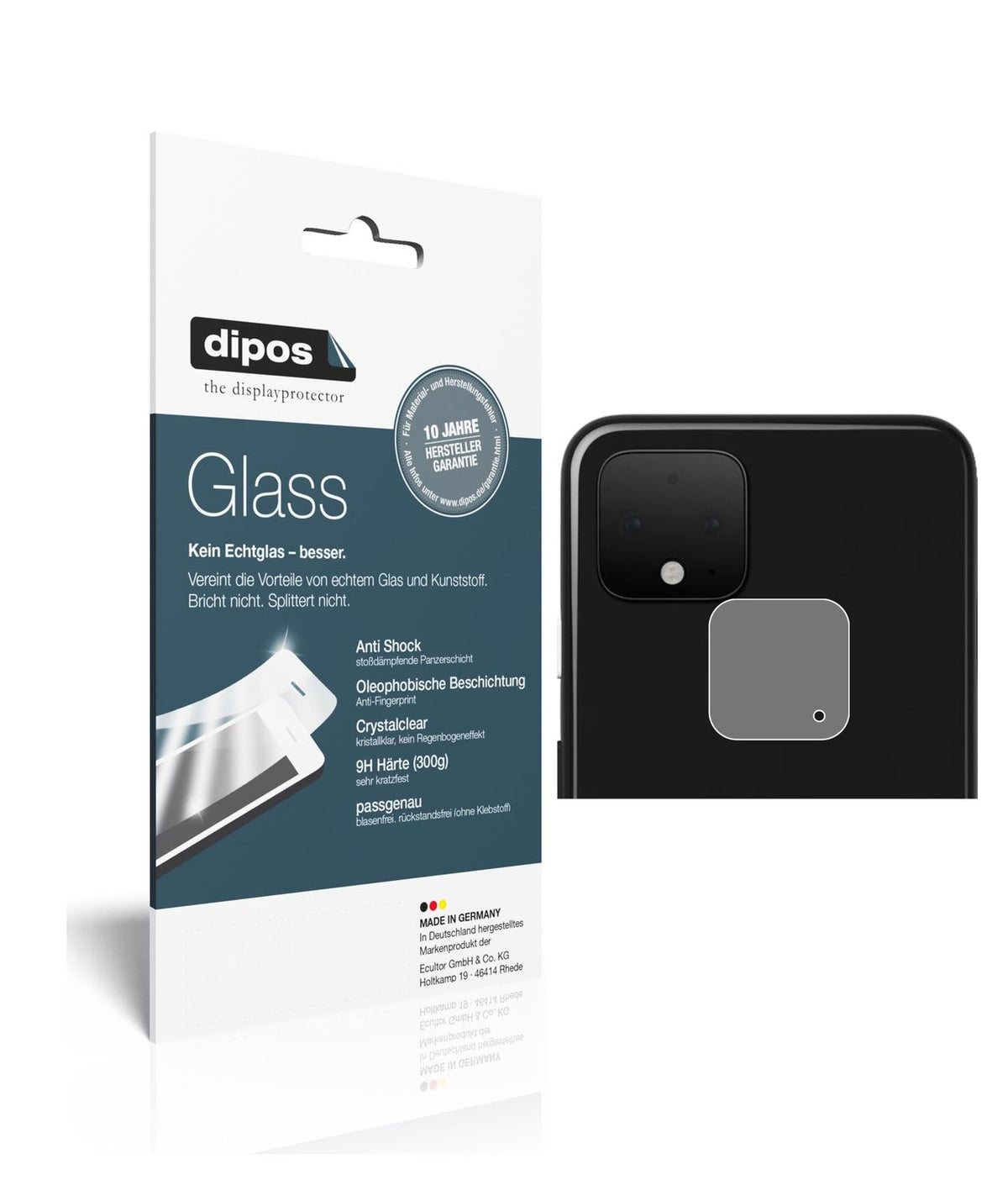 Klare Displayschutzfolie von dipos passend für Google Pixel 4 XL Kameralinse, 9H kratzfest und blasenfrei montiert