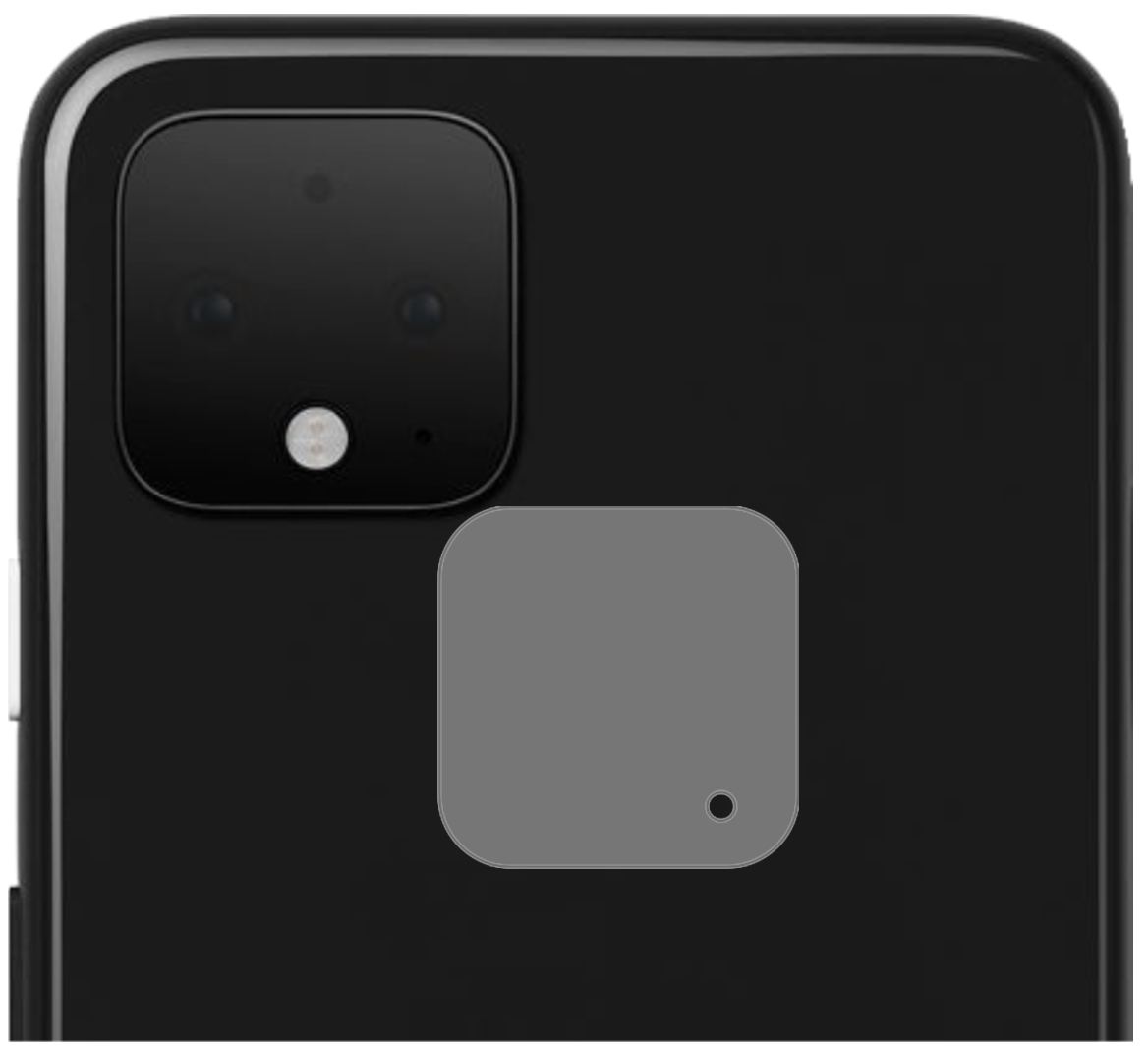 GooglePixel 4 XL Kameralinse mit aufgebrachter dipos Flex Schutzfolie, glasklare Darstellung ohne Einschränkungen