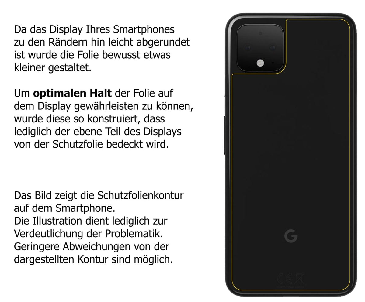 dipos Displayschutz für Google Pixel 4 Rückseite, transparente Oberfläche, perfekte Passform auch für die Rundungen