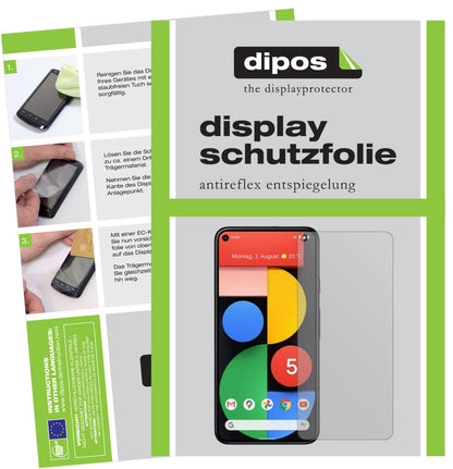Matte Displayschutzfolie von dipos passend für Google Pixel 5, präziser Zuschnitt und blasenfrei montiert