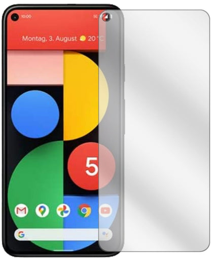 GooglePixel 5 mit aufgebrachter dipos Displayschutzfolie, glasklare Darstellung ohne Einschränkungen