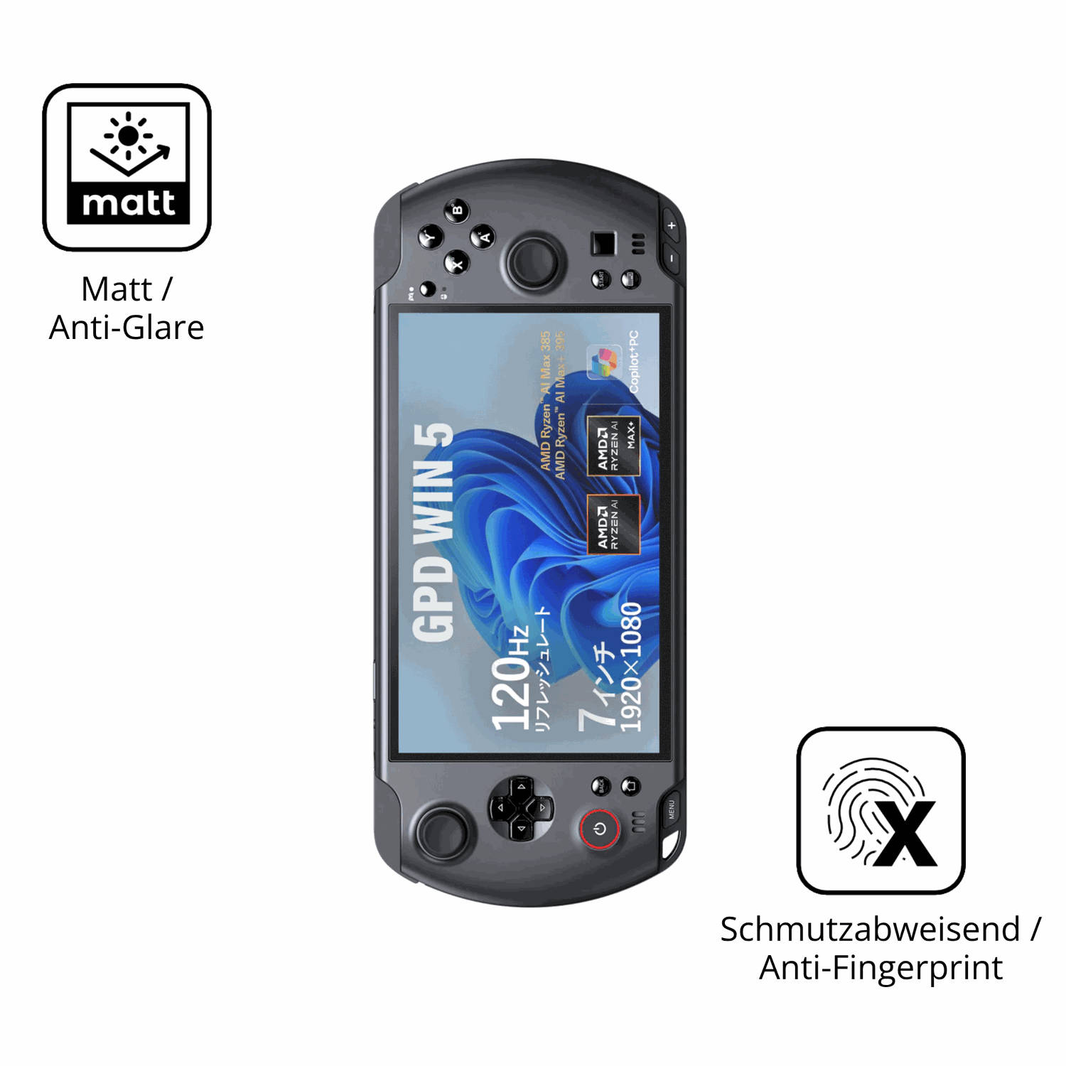 Dünne und entspiegelnde Folie passend zugeschnitten für GPD Win 5