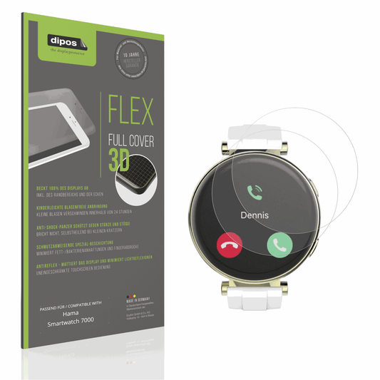 Matte Displayschutzfolie von dipos passend für Hama Smartwatch 7000, 100% Displayabdeckung und blasenfreie Montage