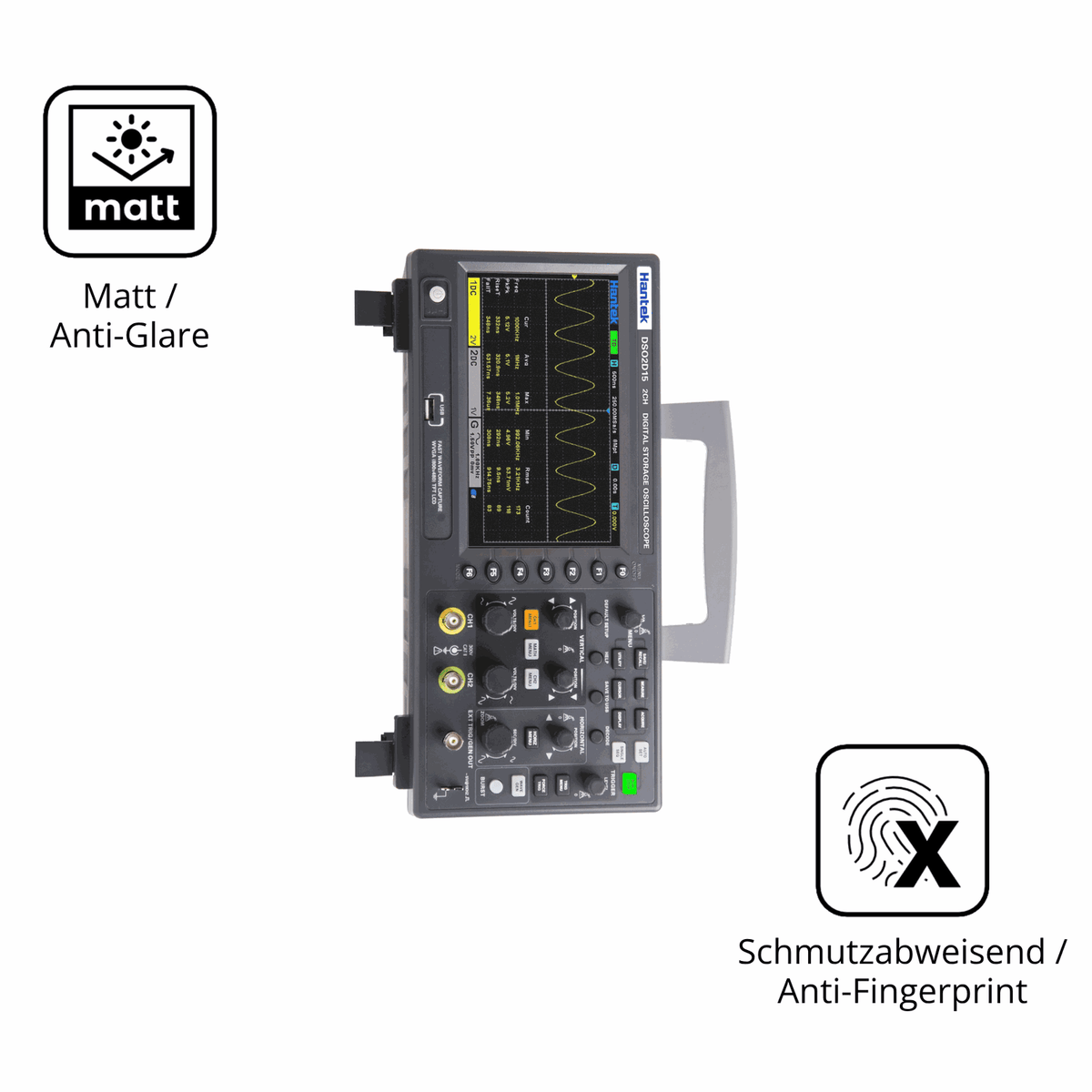 Dünne und entspiegelnde Folie passend zugeschnitten für Hantek DSO2D15 Oscilloscope
