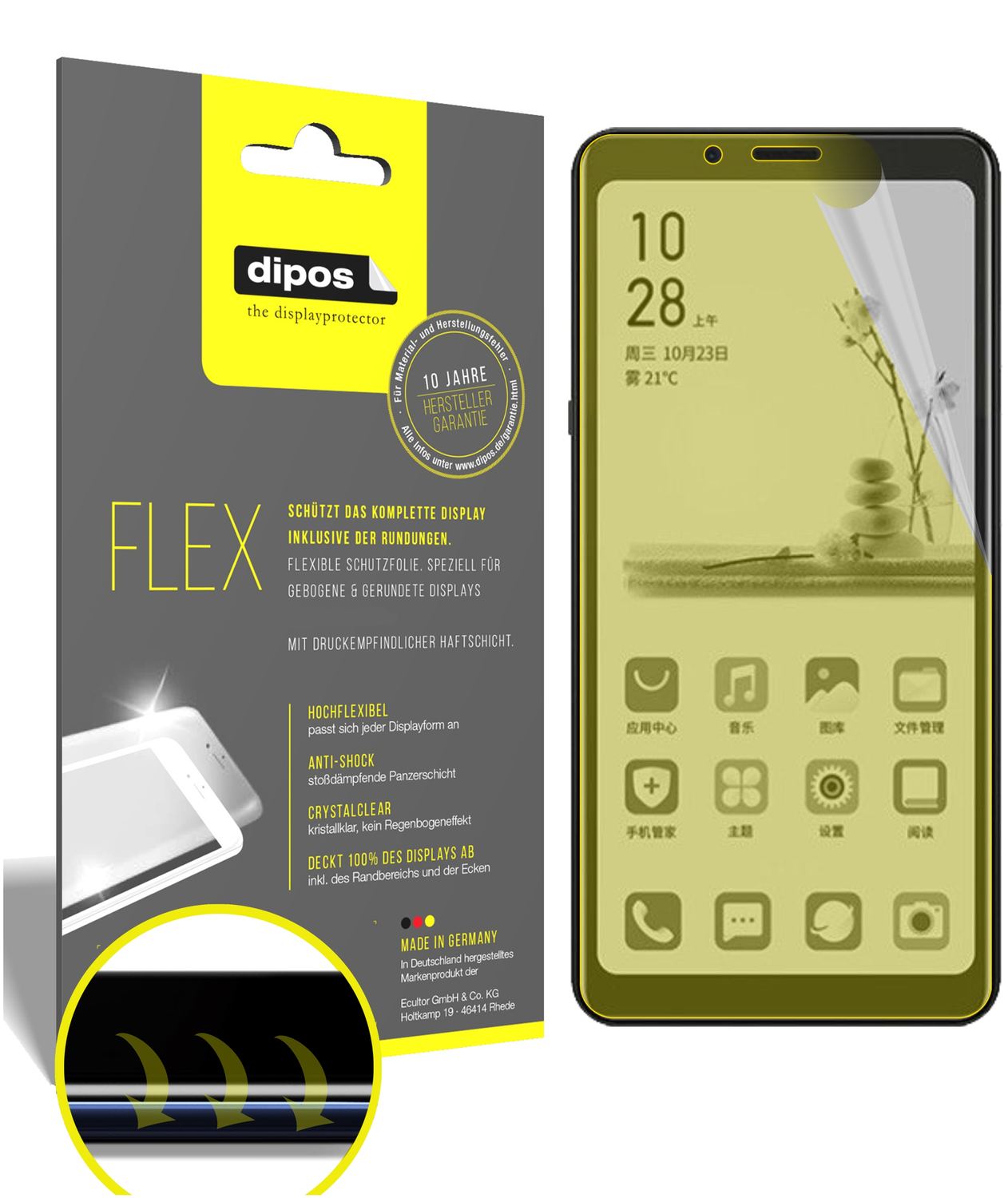 Klare Displayschutzfolie von dipos passend für HiSense A5, 100% Displayabdeckung und blasenfreie Montage