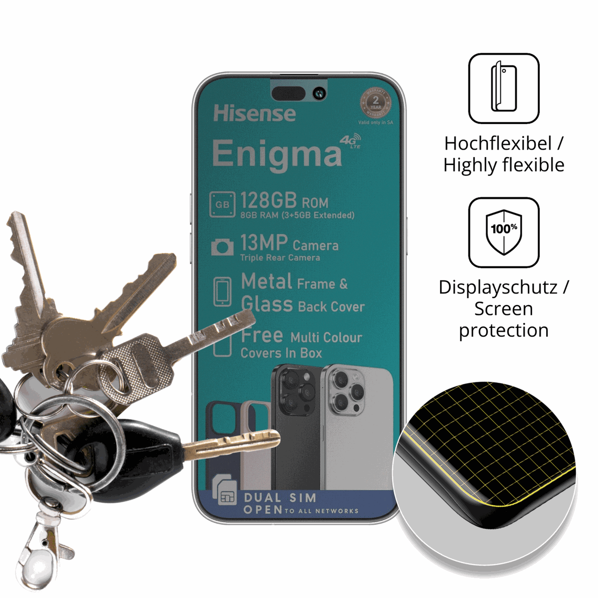 dipos Displayschutz für Hisense Enigma, mit Blickschutzfilter und perfekter Passform auch für die Rundungen