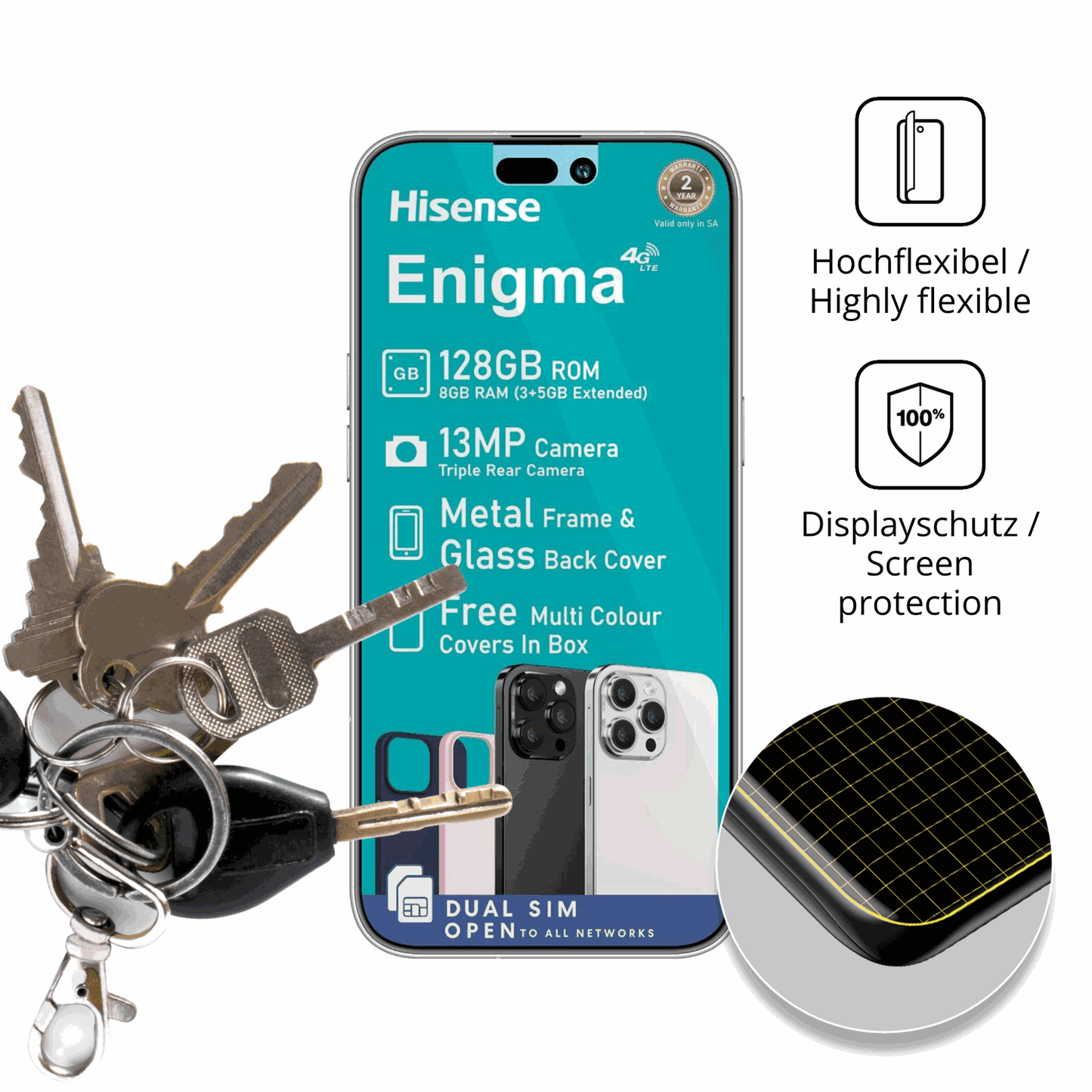 dipos Displayschutz für Hisense Enigma, transparente Oberfläche, geringe Dicke und perfekte Passform