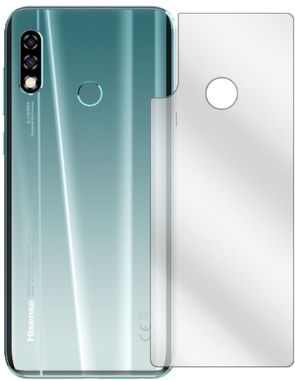 HisenseInfinity H30 Rückseite mit aufgebrachter dipos Displayschutzfolie, glasklare Darstellung ohne Einschränkungen