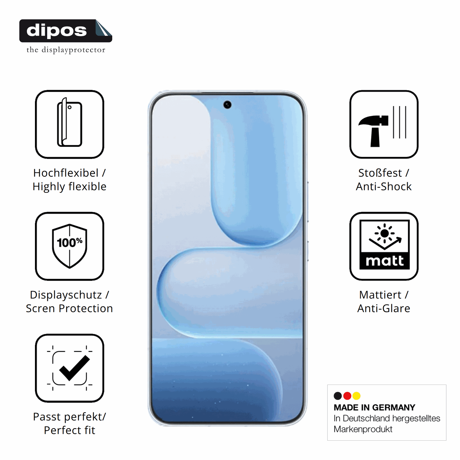 Displayschutz hergestellt in Deutschland, höchste Qualität made in Germany
