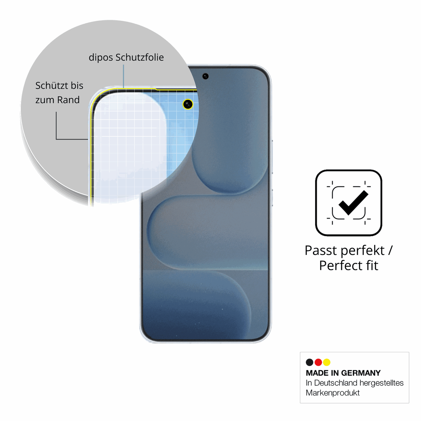 Schutz gegen Kratzer auf dem honor500 Glas durch Schlüssel, Stöße gegen die Tischkante oder Stürze