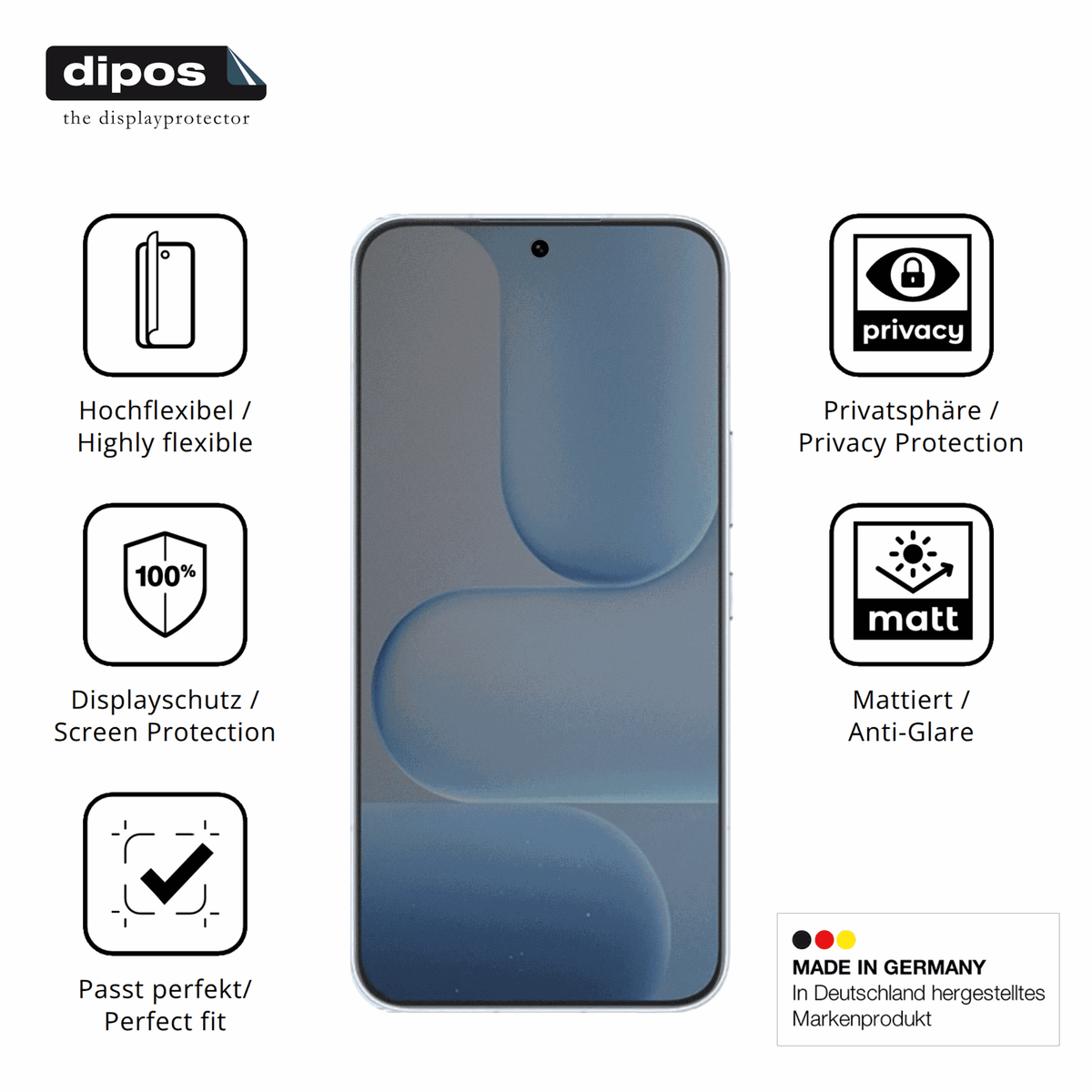 Flexible TPU-Folie passend zugeschnitten für honor500, mit Privatsphäre-Schutz durch Sichtschutz-Folie