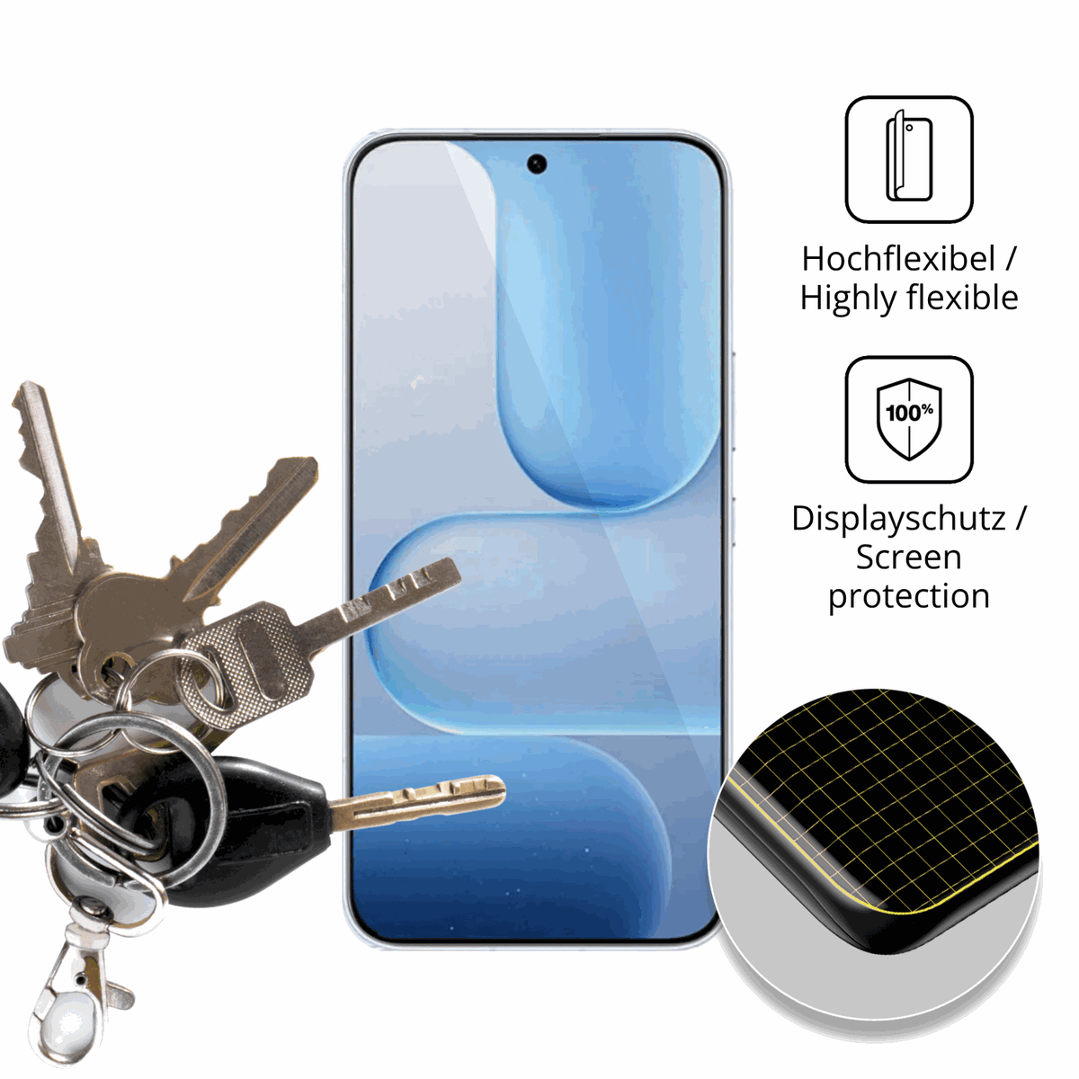 dipos Displayschutz für honor500, transparente Oberfläche, geringe Dicke und perfekte Passform