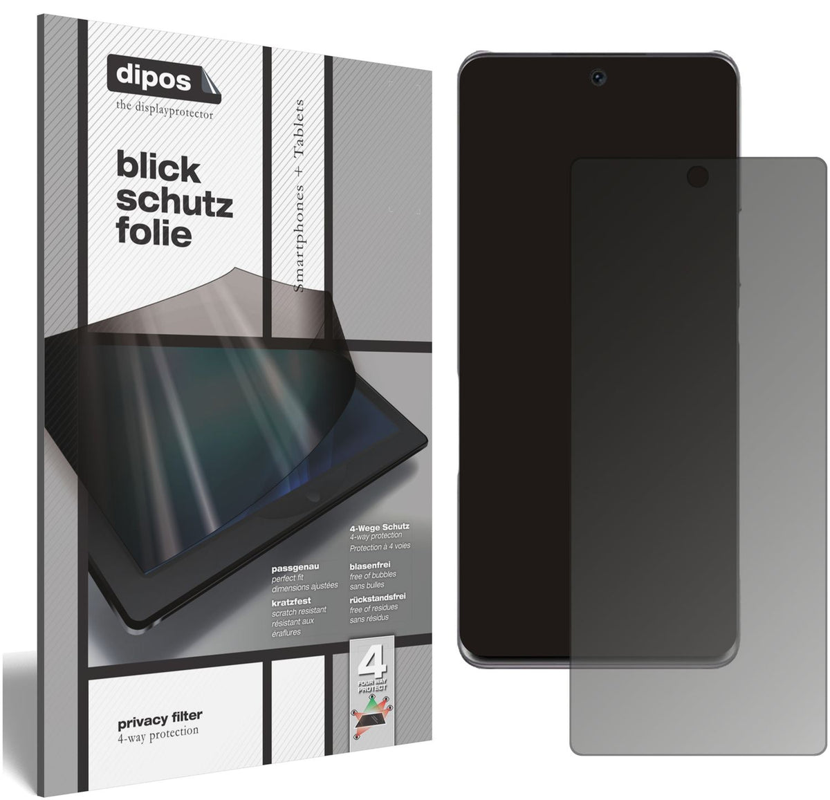 Blickschutzfolie von dipos passend für Honor 60, präziser Zuschnitt und blasenfrei montiert