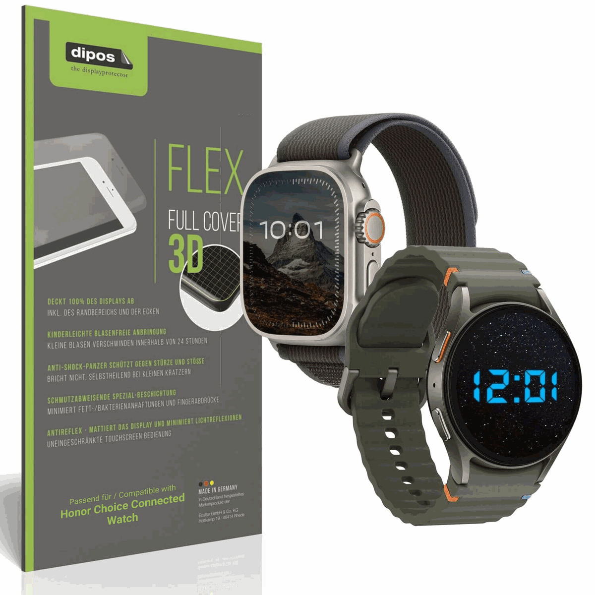 2x Full Cover Schutzfolie matt für Honor Choice Connected Watch