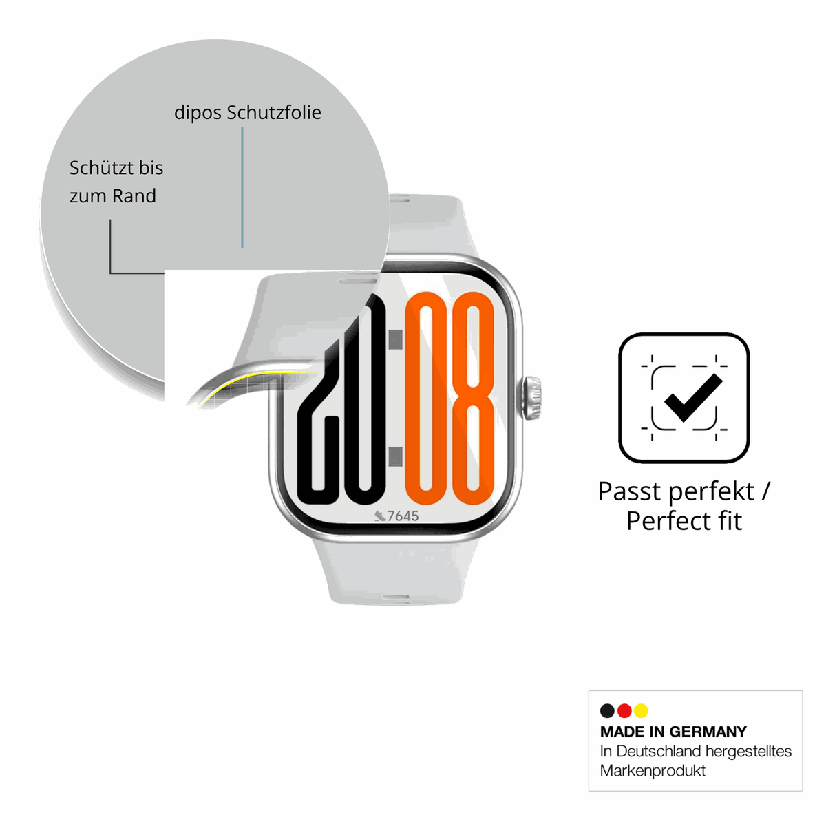 Schutzfolie mit optimaler Passform, zur Verwendung mit Hüllen geeignet