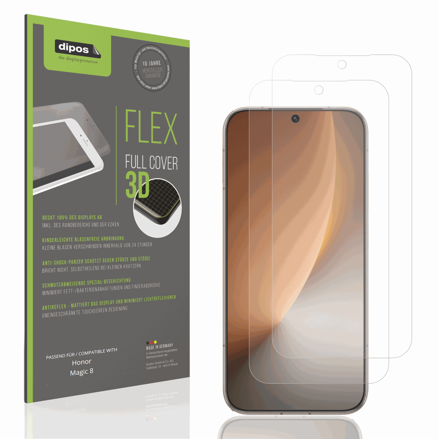 Matte Displayschutzfolie von dipos passend für honormagic 8, 100% Displayabdeckung und blasenfreie Montage