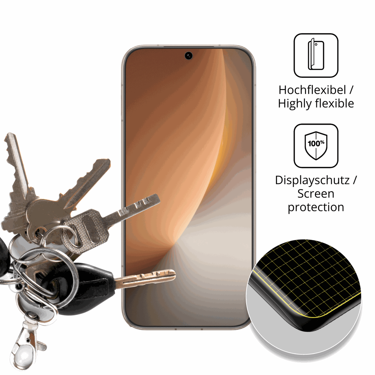 dipos Displayschutz für honormagic 8, transparente Oberfläche, perfekte Passform auch für die Rundungen