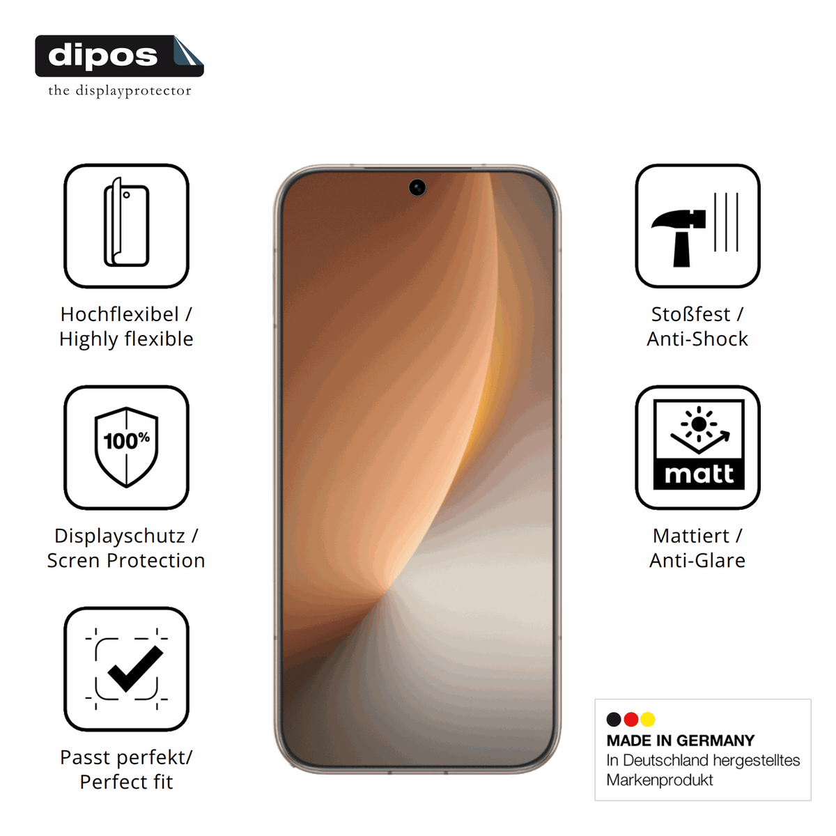 Displayschutz hergestellt in Deutschland, höchste Qualität made in Germany