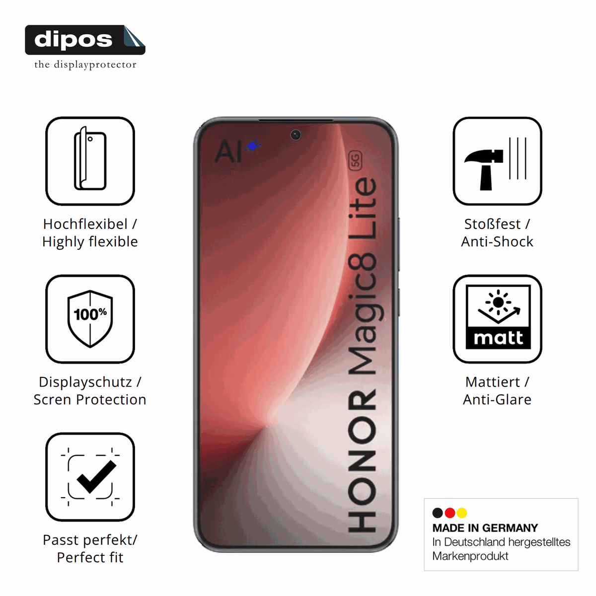 Displayschutz hergestellt in Deutschland, höchste Qualität made in Germany