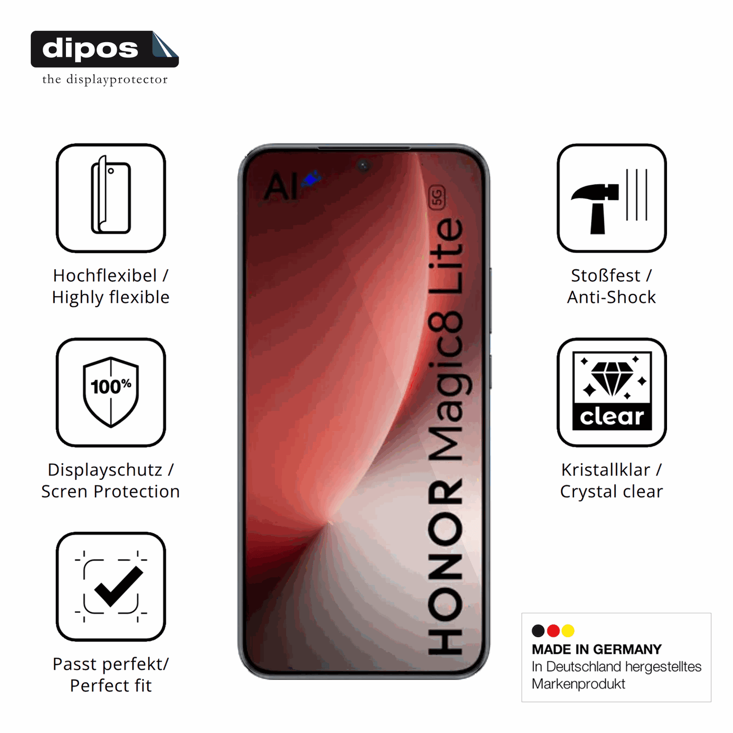 Displayschutz hergestellt in Deutschland, höchste Qualität made in Germany