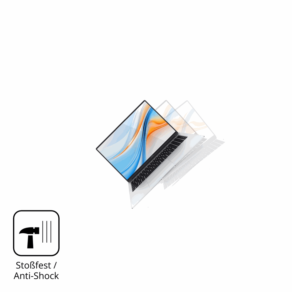 Schutz gegen Kratzer auf dem Honor MagicBook X16 Plus Glas durch Schlüssel, Stöße gegen die Tischkante oder Stürze