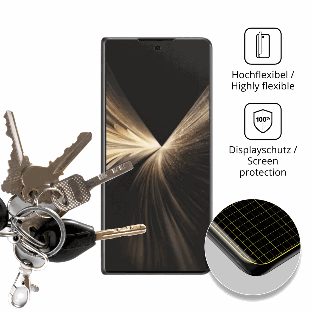 2x Full Cover Schutzfolie matt für Honor Magic V5 Aussenseite