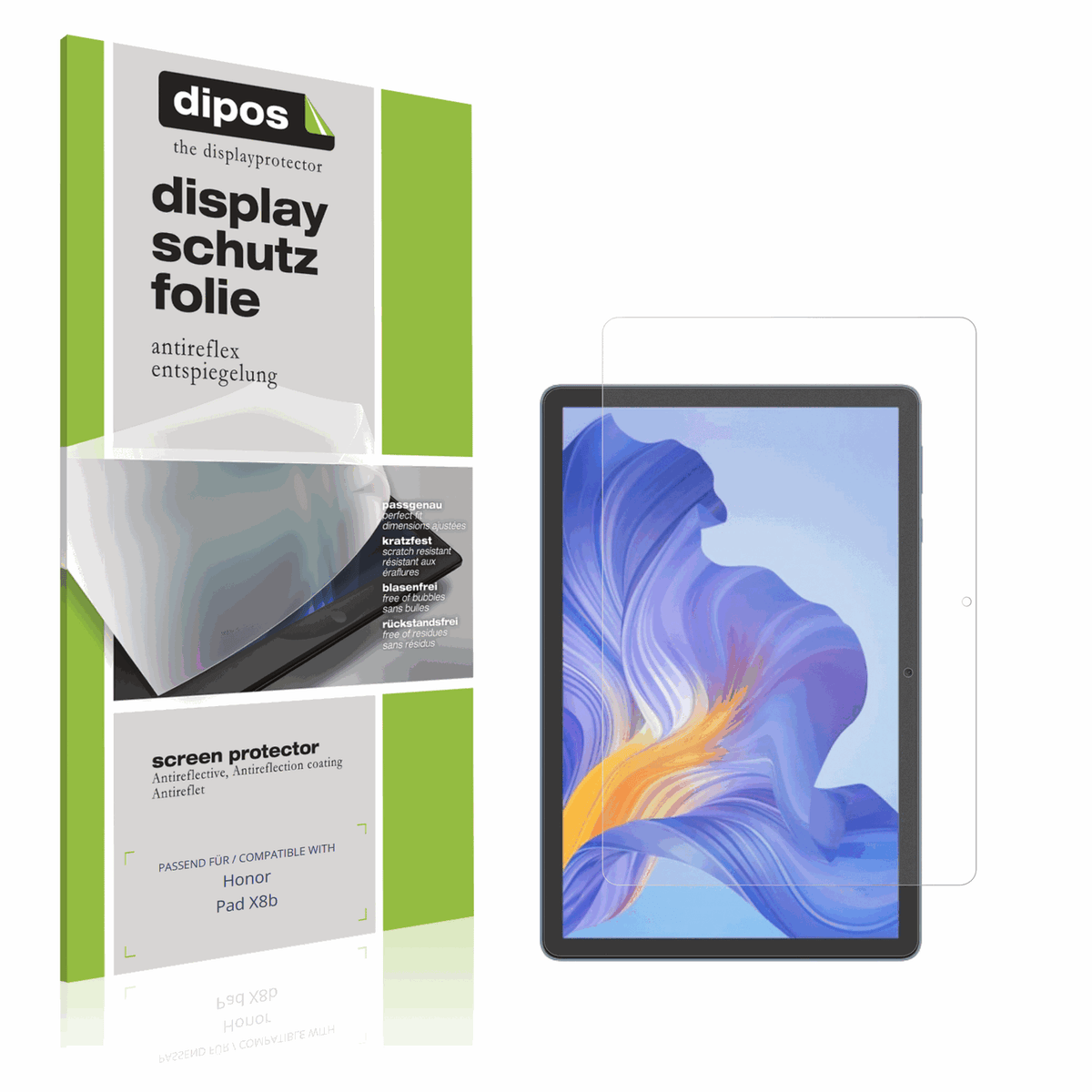 Matte Displayschutzfolie von dipos passend für Honor Pad X8b, präziser Zuschnitt und blasenfrei montiert
