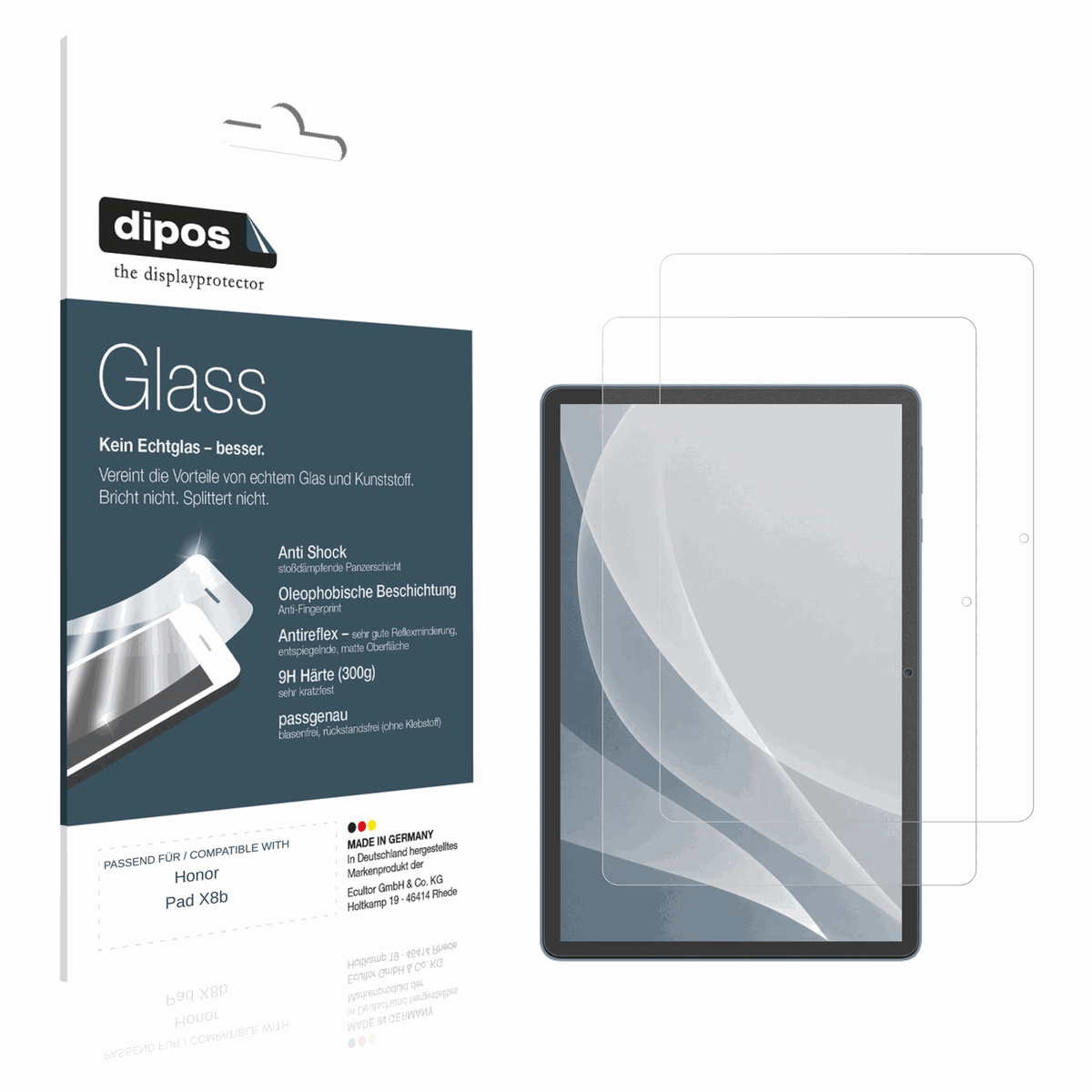 Matte Displayschutzfolie von dipos passend für Honor Pad X8b, 9H kratzfest und blasenfrei montiert