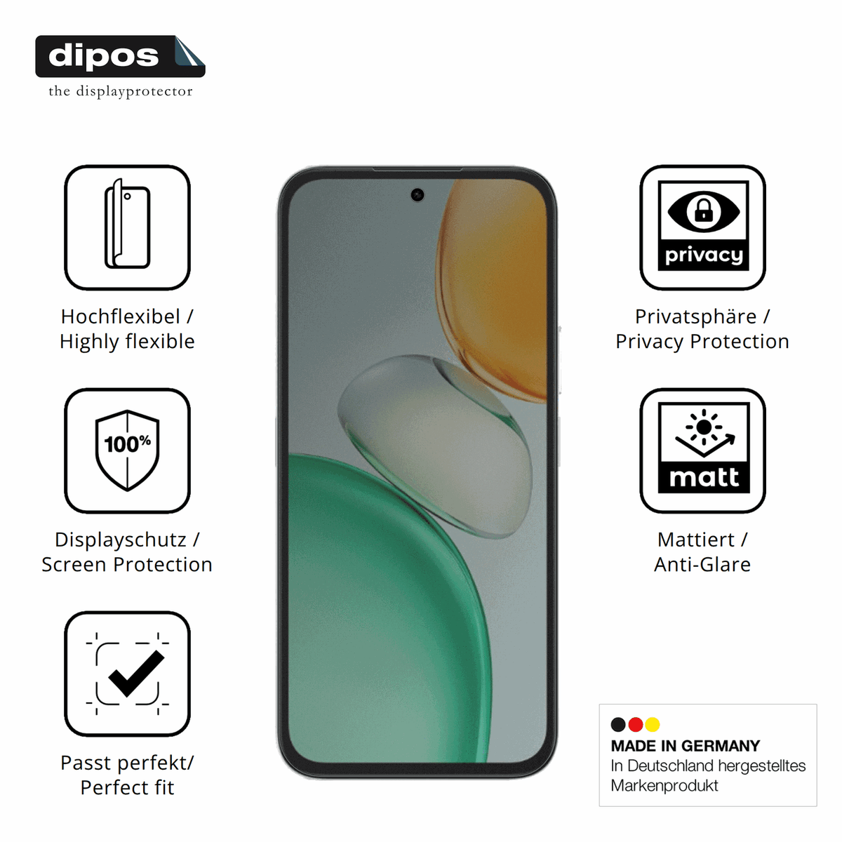 Flexible TPU-Folie passend zugeschnitten für Honor Play 10C, mit Privatsphäre-Schutz durch Sichtschutz-Folie