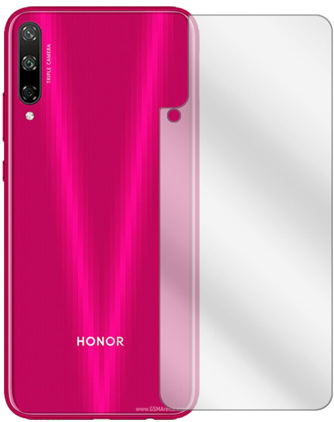 HonorPlay 3 Rückseite mit aufgebrachter dipos Displayschutzfolie, glasklare Darstellung ohne Einschränkungen