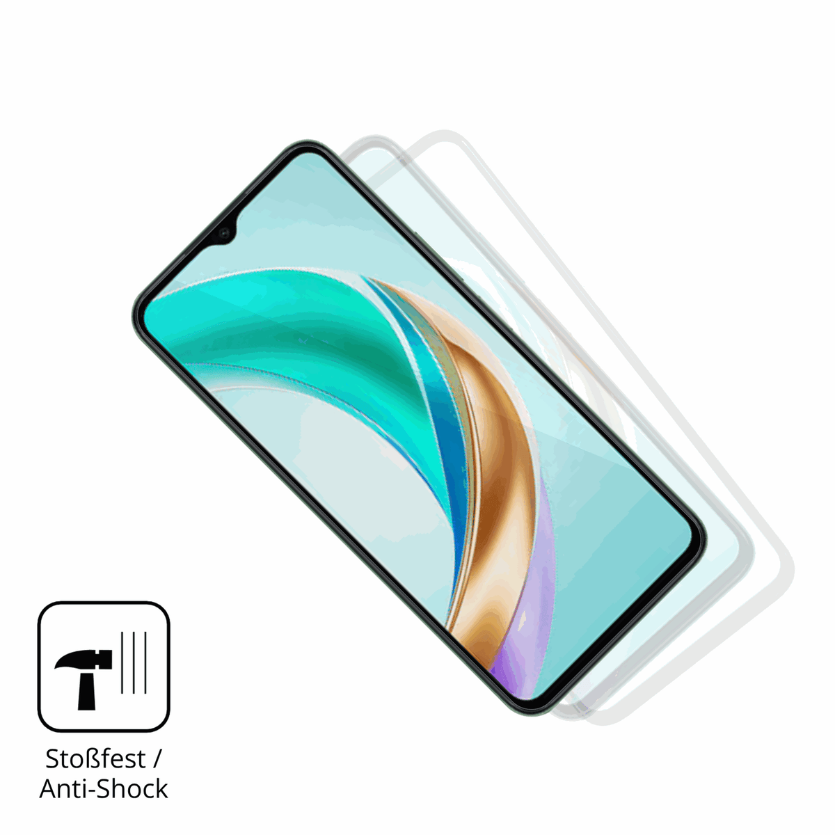 Schutz gegen Kratzer auf dem Honor X6b Plus Glas durch Schlüssel, Stöße gegen die Tischkante oder Stürze