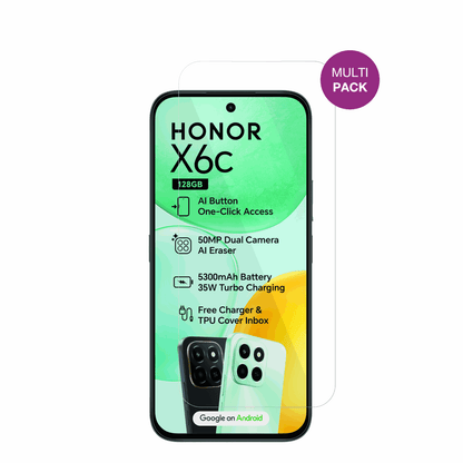 HonorX6c mit aufgebrachter dipos Displayschutzfolie, glasklare Darstellung ohne Einschränkungen
