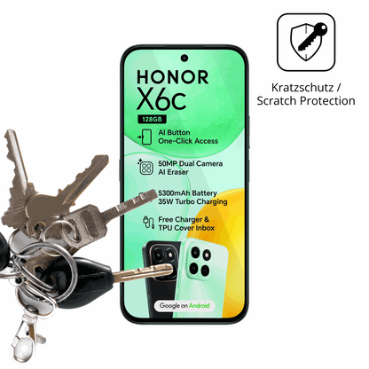 Schutz gegen Kratzer auf dem Honor X6c Glas durch Schlüssel oder Ähnliches