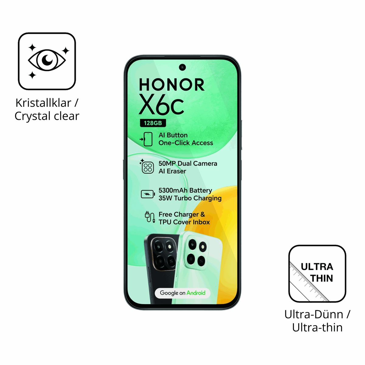 Dünne und klare Folie passend zugeschnitten für Honor X6c